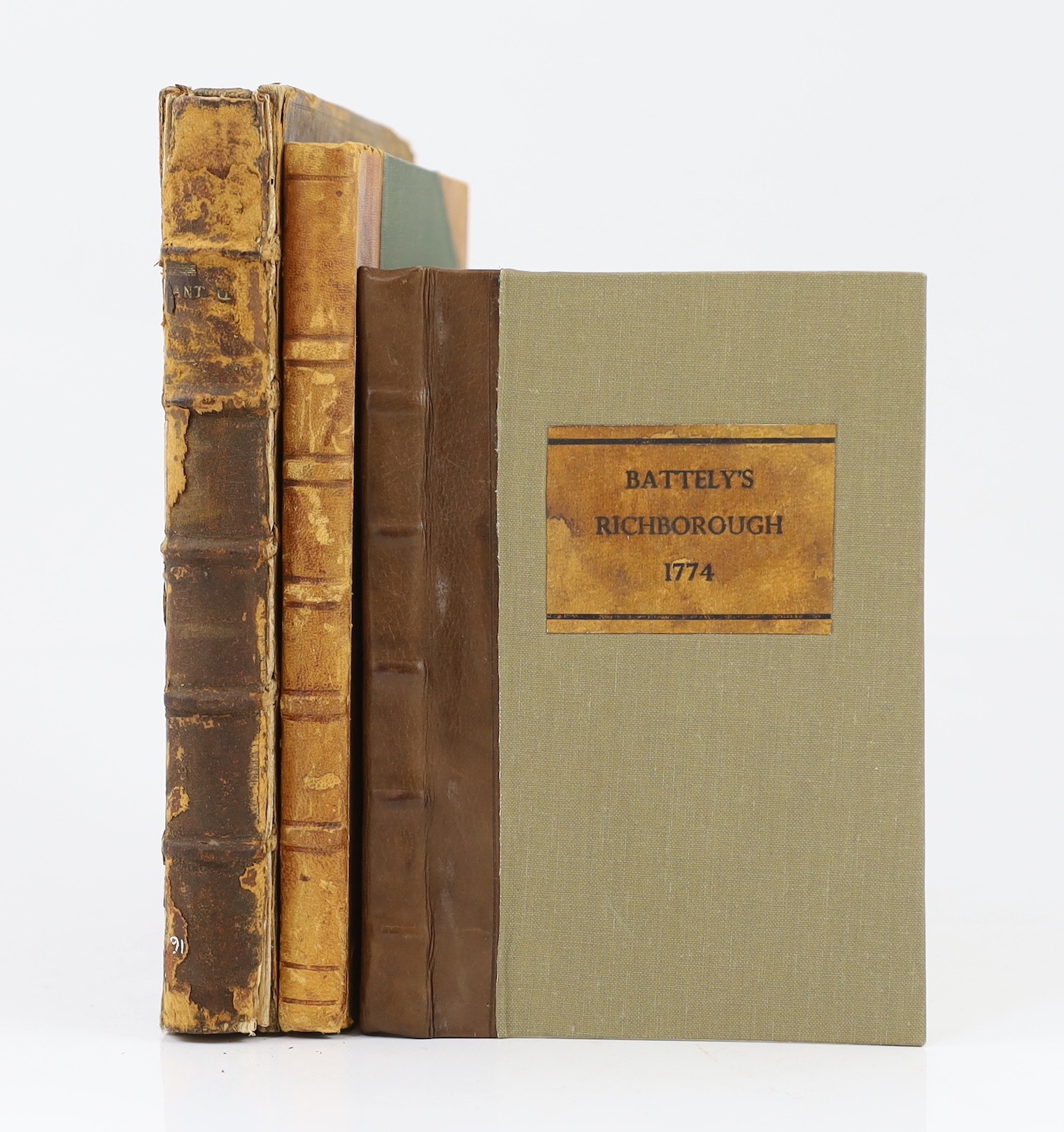 KENT: Battely, John - Antiquitates Rutupinae. editio secunda. title vignette, 4 maps and 8 plates (some folded); issued with (Same Author) - Antiqitates S. Edmundi Burgi ad Annum MDCCLXII. Perductae. 2 plates and folded